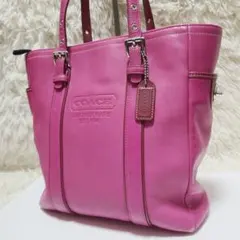 コーチ　トートバッグ　ロゴモチーフ　ターンロック　ヴィンテージ　ピンク