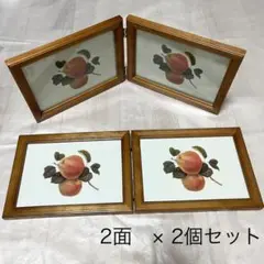 木製　ペア フォトフレーム 2面 折りたたみ 写真立て 2個セット