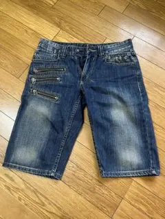 メンズ デニム ハーフパンツ ジップデザイン　 Mサイズikkaのサムネイル