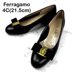 【美品】Ferragamo ヴァラリボン パンプス 4C ブラック 本革