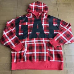 GAP フード付きパーカー 赤黒チェック