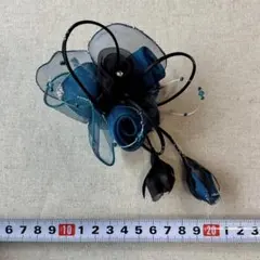 東京ソワール コサージュ ローズ ブルー×ブラック