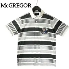 マックレガー◆メンズ 半袖 ポロシャツ【M】通気性 ボーダー ホワイト グレー
