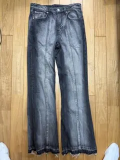 ZARA グレー ワイドレッグジーンズ