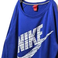 ナイキ NIKE デカロゴ スウェットトレーナー ネイビー 紺色 L 古着