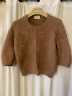 UNITED ARROWS ブラウン五分袖ニットアローズIENA plag