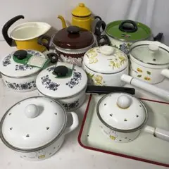 レトロ ホーロー 大量 まとめて 保存容器 バケツ ケトル トレイ バット