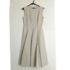 CELFORD グログランワンピース フレア タック 36 ライトベージュ