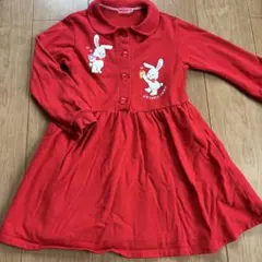 チエコサク　ミキハウス　長袖　ワンピース　赤　120