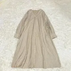 大きいサイズ✨23区✨洗える　スパンシルクＶネックワンピース　ストライプ　3XL