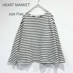 ハートマーケット HEART MARKET ボーダーロンT ホワイト×ネイビー