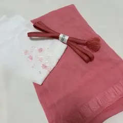 未使用　帯締め　未使用　帯揚げ　 刺繍半衿 和装小物　ピンク