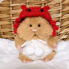 はむにぎり　ぬいぐるみ　ぬい服　被り物　着せ替え　メンダコボンネット　赤のサムネイル