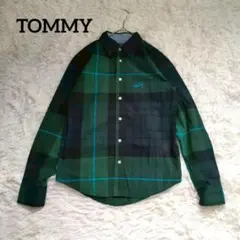 トミーヒルフィガー 長袖シャツ チェック柄 綿 ロゴ刺繍 通年 洗える S