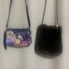 【2点おまとめ】レスポートショルダーバッグ花柄、フェイクファーポシェット