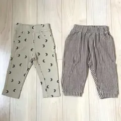 ペアマノン 月柄 ストライプ レギンス ベージュ ブラウン 男の子 まとめ売り