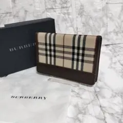 BURBERRY カードケース ブラウン ノバチェック レザー/キャンバス