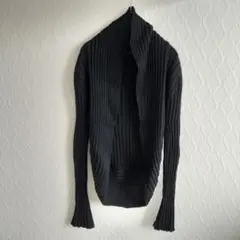 ✨ANAYI✨長袖ニットカーディガン リブ編み ボレロ風【38】黒 無地