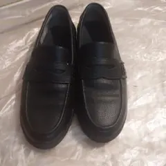黒 レザー ローファー スリッポン