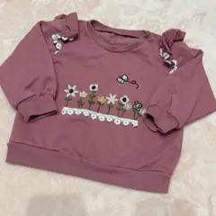 花柄フリルトレーナー　ピンク