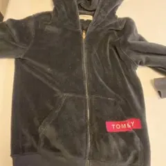 TOMMY ボアジップアップパーカー M ダークグレー