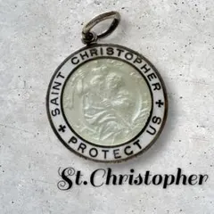 ヴィンテージ セントクリストファー メダル シルバー製 エナメル サーフ