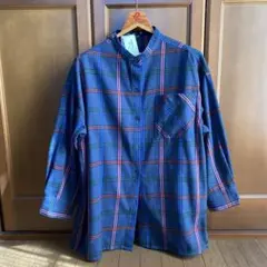 新品　as know as olaca ネイビーチェック柄　チュニックシャツ13