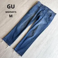 【ジーユー】GU デニム パンツ ジーンズ 裾フリンジ 神デニム M 極美品
