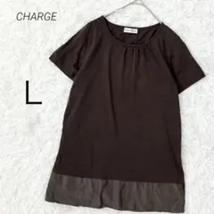 チャージ レナウン Tシャツ 半袖 カットソー ギャザー 異素材切替 Lのサムネイル