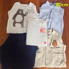 ★新品付き★ユニクロ　長袖Tシャツ　トップス　ヒートテック　5点セット80cm