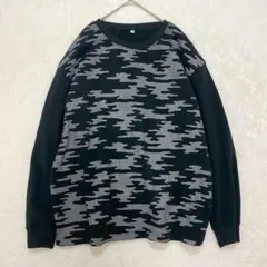 裏起毛トレーナー◆迷彩柄（4L）カモフラ 大きいサイズ モノトーン プルオーバー