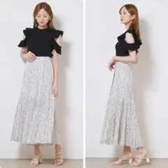 スナイデル ドット柄プリーツロングスカート ティアードスカート 水玉