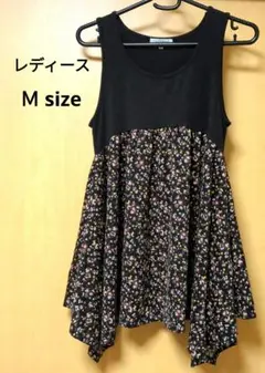 レディース チュニック Ｍsize 花柄 レイヤード