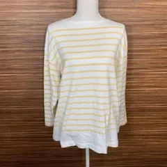 ローリーズファーム Tシャツ フリーサイズ 白 ホワイト 黄色 ボーダー 長袖