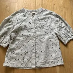 トップス　ブラウス　刺繍　女の子　120 プティマイン　5部丈