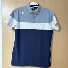 DESCENTE GOLF ポロシャツ M グレー/ネイビー