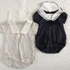 cottoli セーラー襟 ロンパース ドット ボーダー