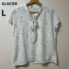 GLACIERグラシアドット柄 ボウタイ フレンチスリーブ ブラウス未使用タグのサムネイル