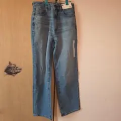 GU ハイライズストレートジーンズ+E ブルー Sサイズ
