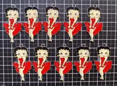 【ベティ】メタルチャーム 赤 10個セット BETTY② キーホルダーなどに