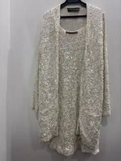 アイボリー スパンコールカーディガン・タンクドレスセット　ダナキャラン