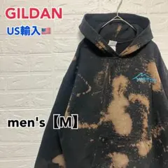 ●D349【US輸入】 ギルダン パーカー タイダイ柄 ブラック系 【M】