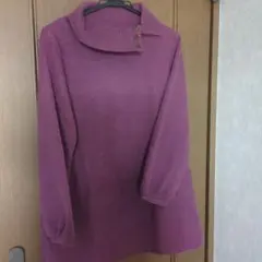 トレーナー　古着　ボタン　紫　ナチュラル　チュニック