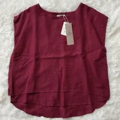 未使用☆クラウドナイン☆リネンレーヨンブラウス ノーカラーブラウス M～Lサイズのサムネイル