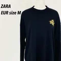 ZARA ザラ ゴールドグラフィティ バックプリント ロンT ブラック 長袖