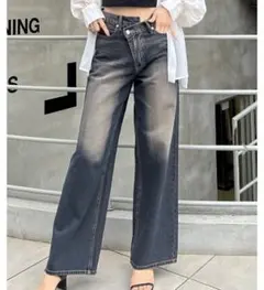 INGNI ウエストデザインワイドデニムパンツ M