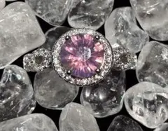 新品 アメジスト スコロライト 宝石カット 高品質 指輪 モアサナイト 八の字