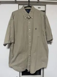 ラルフローレン BDシャツ 半袖 ベージュ 紺ポニー刺繍 BLAIRE 90s