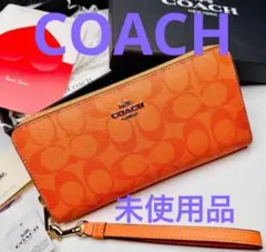 COACH シグネチャー 長財布 レッド ストラップ付 - メルカリ