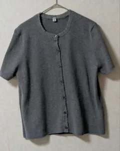 XXL グレー ユニクロ スカラップクルーネックカーディガン 半袖のサムネイル